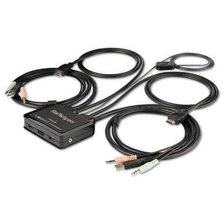 StarTech.com Commutateur KVM HDMI à 2 ports avec câbles incorporés - USB 4K 60Hz - 1
