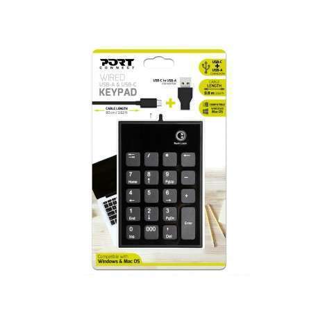 Port Designs 900801 clavier numérique USB Ordinateur portable Noir, Gris - 1