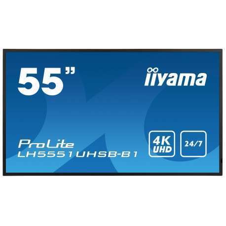 iiyama LH5551UHSB-B1 affichage de messages Écran plat interactif 137,2 cm 54" IPS 800 cd/m² 4K Ultra HD Noir 24/7 - 1