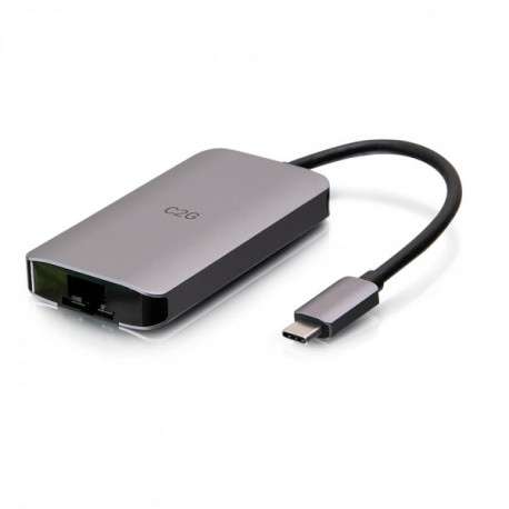 C2G Mini station d’accueil USB-C 4 en 1 avec HDMI, USB-A, Ethernet et USB-C, alimentation électrique jusqu’à 100 W - 4K  - 1