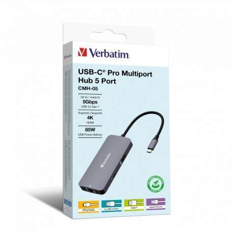 Verbatim CMH-05 USB Type-C 5000 Mbit/s Argent - 1