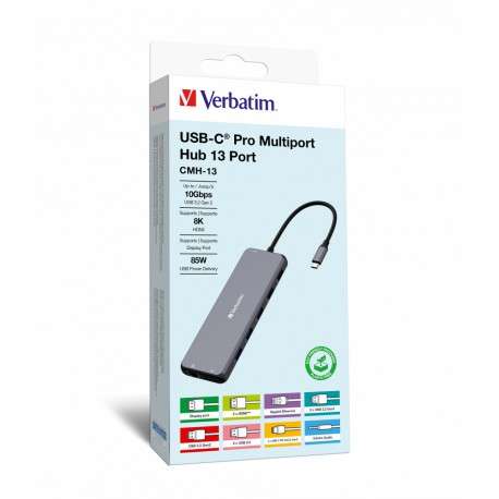 Verbatim CMH-13 USB Type-C 10000 Mbit/s Argent - 1