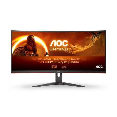 AOC G2 CU34G2XE/BK écran plat de PC 86,4 cm 34" 3440 x 1440 pixels Noir, Rouge - 1