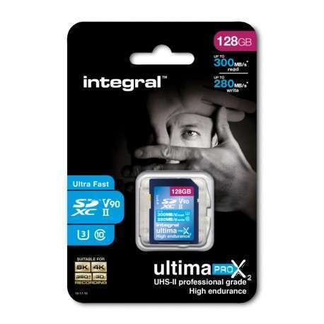 Integral UltimaPro X2 128GB SDXC UHS-II U3 V90 - 300-280 MB/s 128 Go - 1