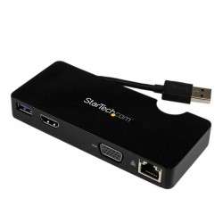 StarTech.com Mini station d’accueil USB 3.0 universelle pour ordinateur portable avec HDMI ou VGA, Gigabit Ethernet, USB - 1