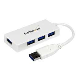 StarTech.com Hub USB 3.0 4 ports - Mini Hub USB3 Externe Portable avec câble intégré - Blanc - 1