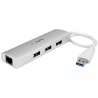 StarTech.com Hub USB 3.0 portable à 3 ports avec Gigabit Ethernet - Câble intégré - Aluminium - 1