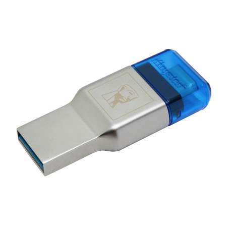 Kingston Technology MobileLite Duo 3C USB 3.0 3.1 Gen 1 Type-A/Type-C Bleu, Argent lecteur de carte mémoire - 1