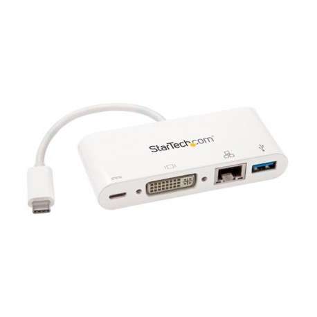 StarTech.com Adaptateur multiport USB-C pour ordinateur portable - Power Delivery - DVI - GbE - USB 3.0 - 1