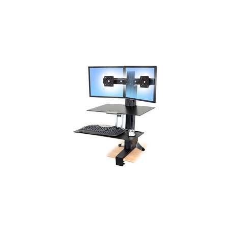 Ergotron WorkFit-S, Dual with Worksurface+ Multimedia stand Noir - 1
