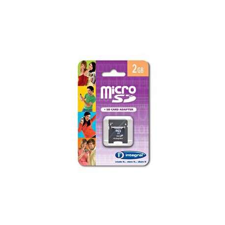 Integral 2GB MicroSD + SD Adapter 2Go MicroSD mémoire flash - 1