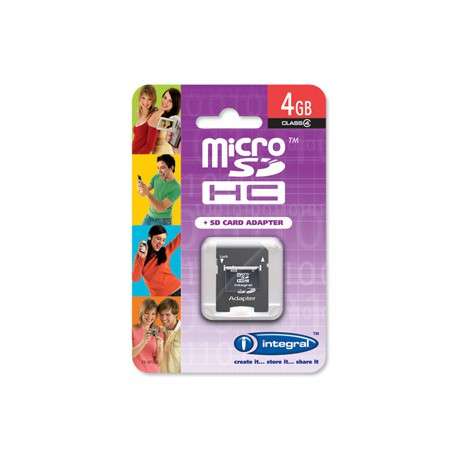 Integral 4GB microSD + SD Adapter 4Go MicroSD mémoire flash - 1