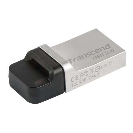 Transcend JetFlash 880 OTG 32GB 32Go USB 3.0 3.1 Gen 1 Connecteur USB Type-A Noir, Argent lecteur USB flash - 1