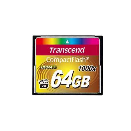 Transcend CompactFlash Card 1000x 64GB 64Go CompactFlash Classe 6 mémoire flash - 1