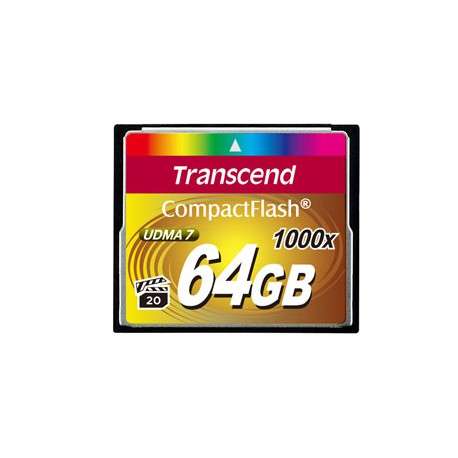 Transcend CompactFlash Card 1000x 64GB 64Go CompactFlash Classe 6 mémoire flash - 1