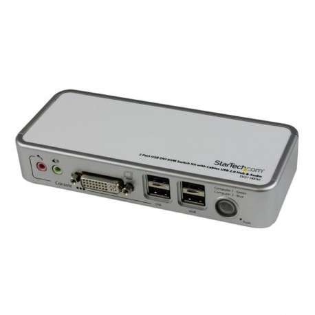 StarTech.com Ensemble de commutateur KVM DVI 2 ports USB avec câbles USB 2.0 audio et concentrateur - 1