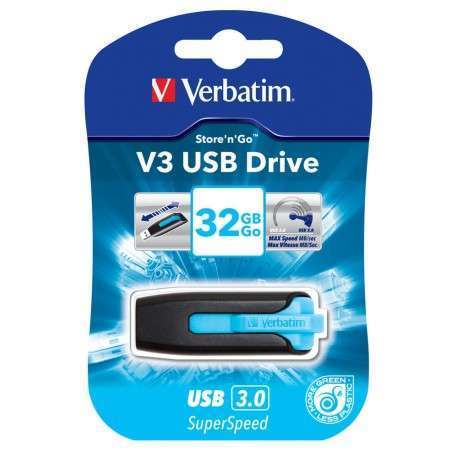Verbatim V3 32GB lecteur USB flash 32 Go USB Type-A 3.0 3.1 Gen 1 Noir, Bleu - 1