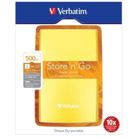 Verbatim Store'n'Go 500GB USB 3.0 disque dur externe 500 Go Jaune - 1