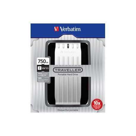 Verbatim Traveller USB3.0 disque dur externe 750 Go Noir, Argent - 1