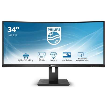 Philips B Line 346B1C/00 écran plat de PC 86,4 cm 34" 3440 x 1440 pixels WQHD LCD Incurvé Mat Noir - 1